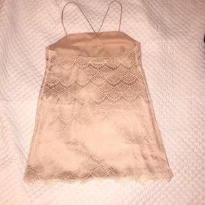 Nudish pink Slip lace dress from Lulus XS